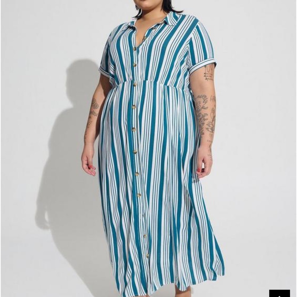 Torrid Maxi Rayon Slub Button Front Godet A-line Dress Size 0 (L)